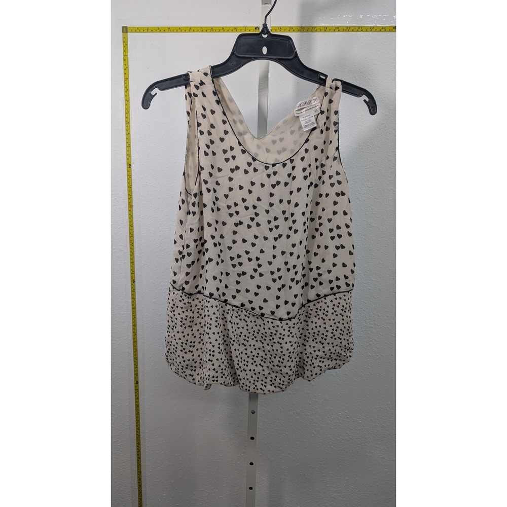 MSSP Max Studio Specialty Products Heart‎ Print Sleeveless Blouse Cream Black XS